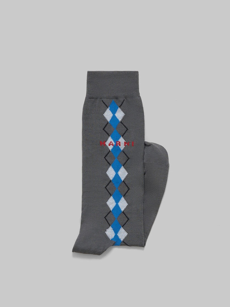 Marni GREY SOCKS WITH BLUE ARGYLE DETAIL outlook