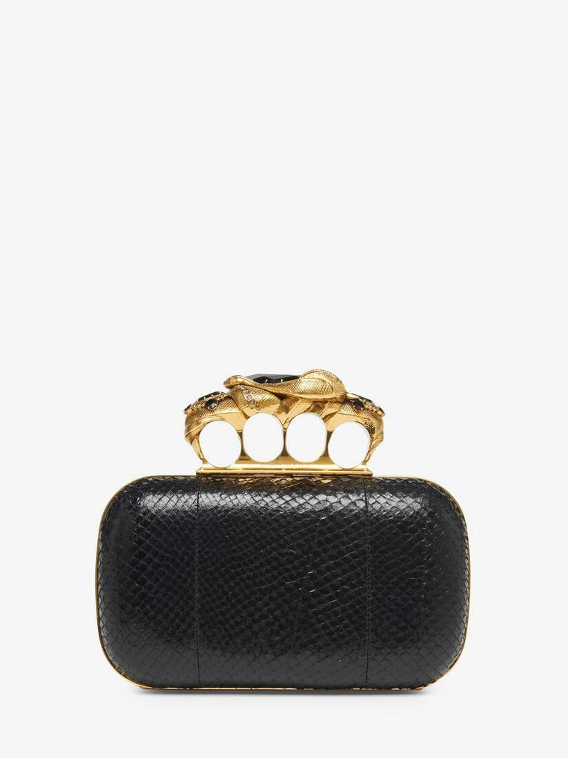 Women's Snake Knuckle Clutch in Black 1