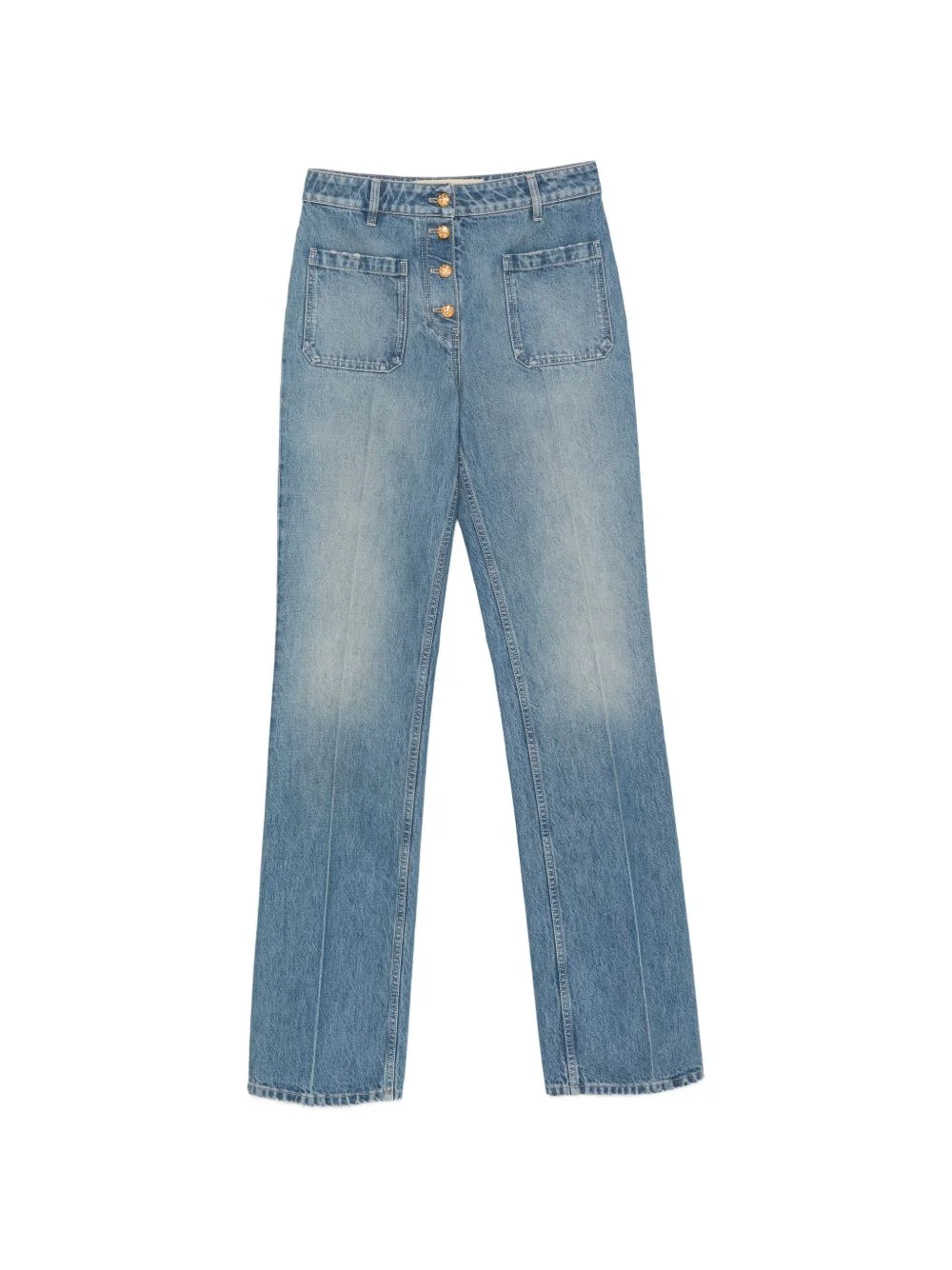 button-up patch-pocket jeans - 1