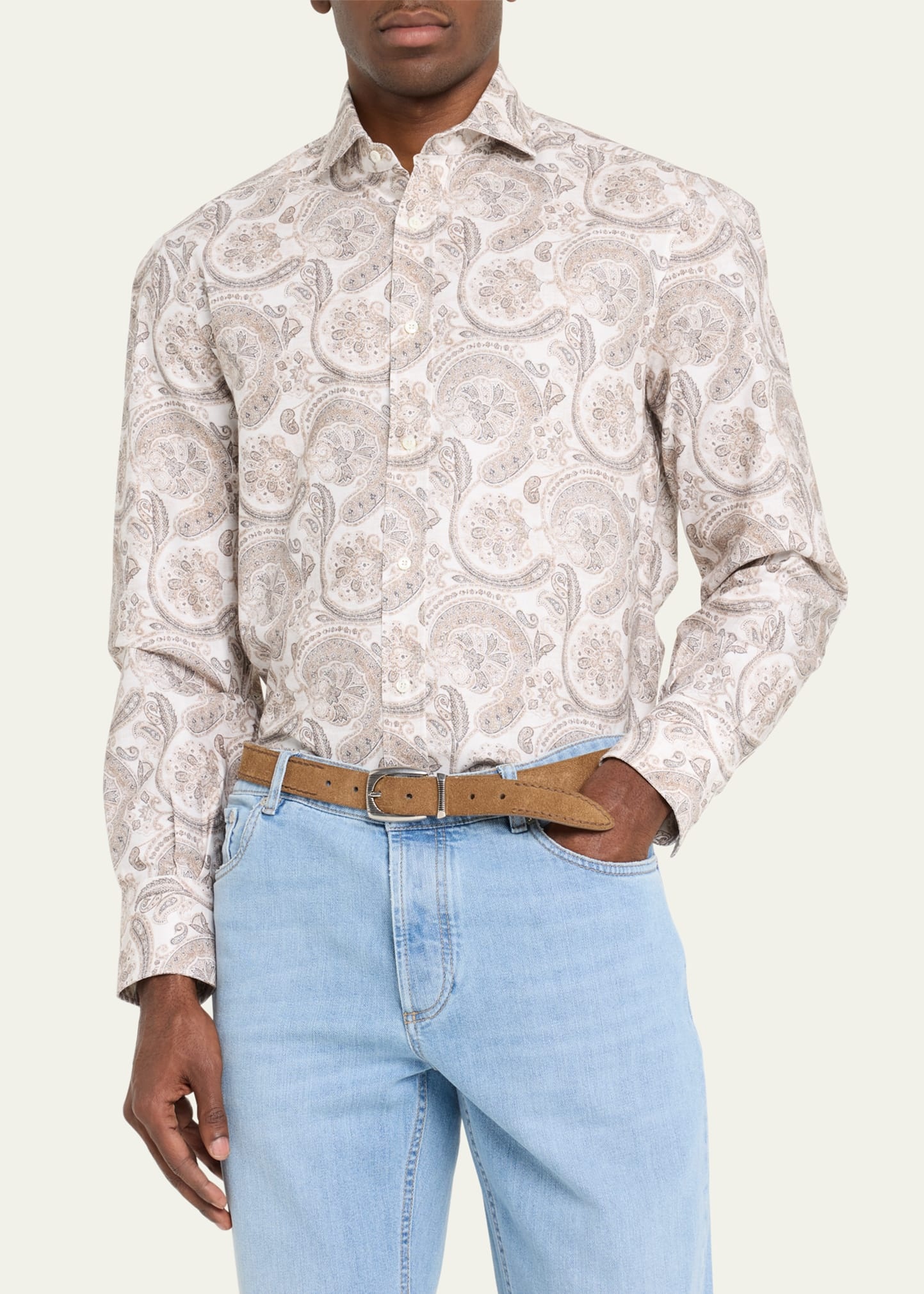 Men's Cotton Paisley-Print Sport Shirt - 4