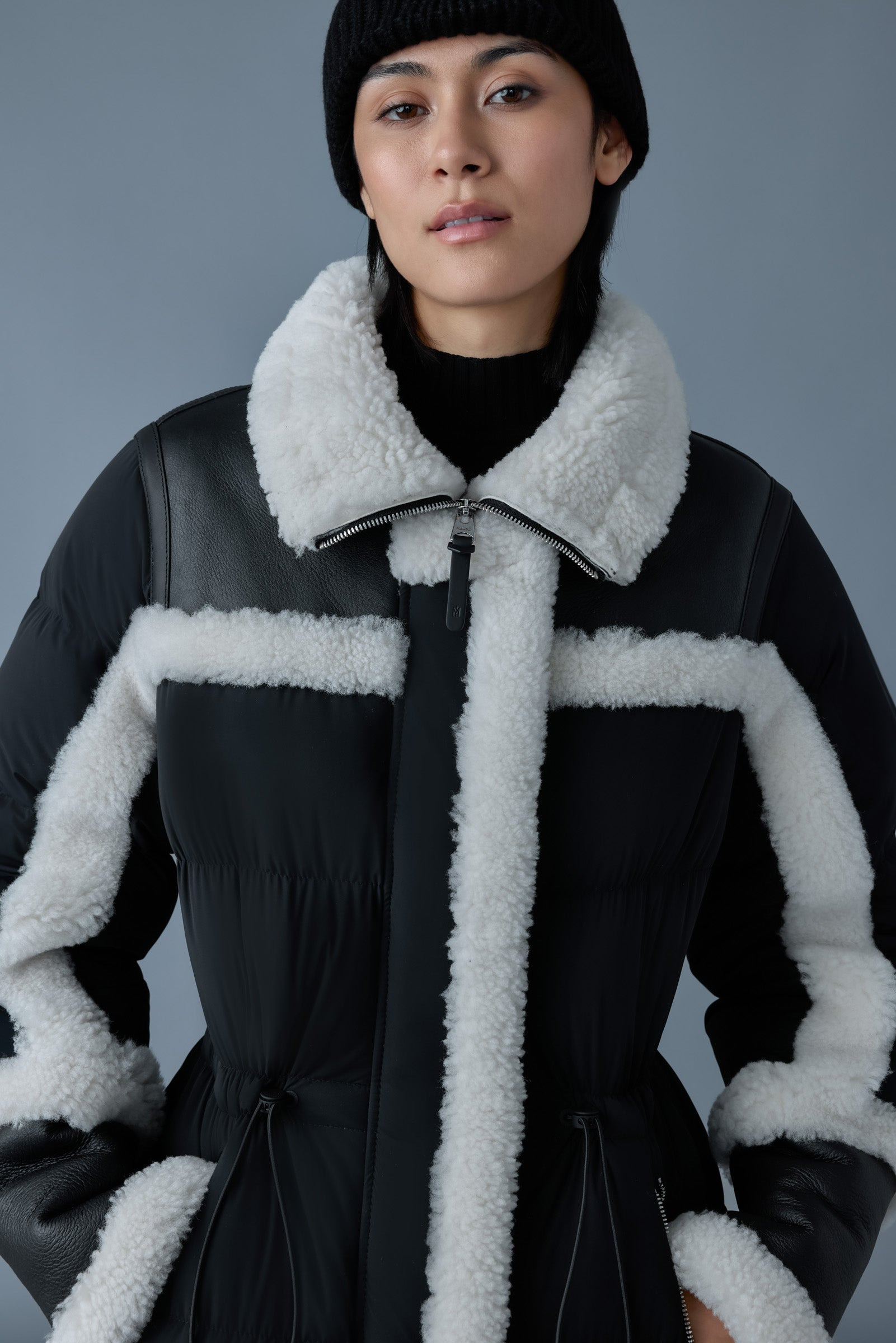 LILIBETH Mixed-media shearling down parka - 5