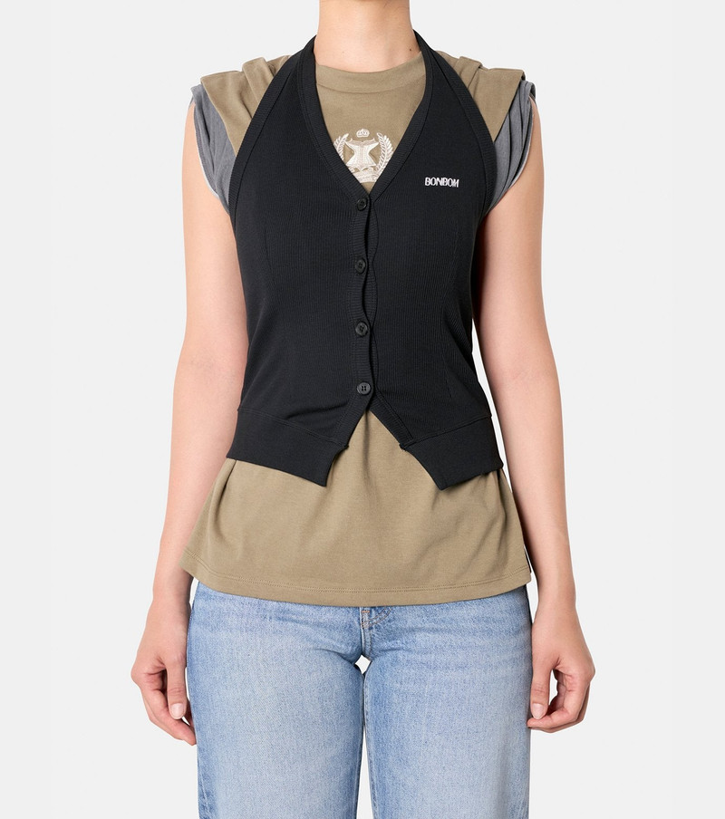 BONBOM Halter Neck Vest Cardigan outlook