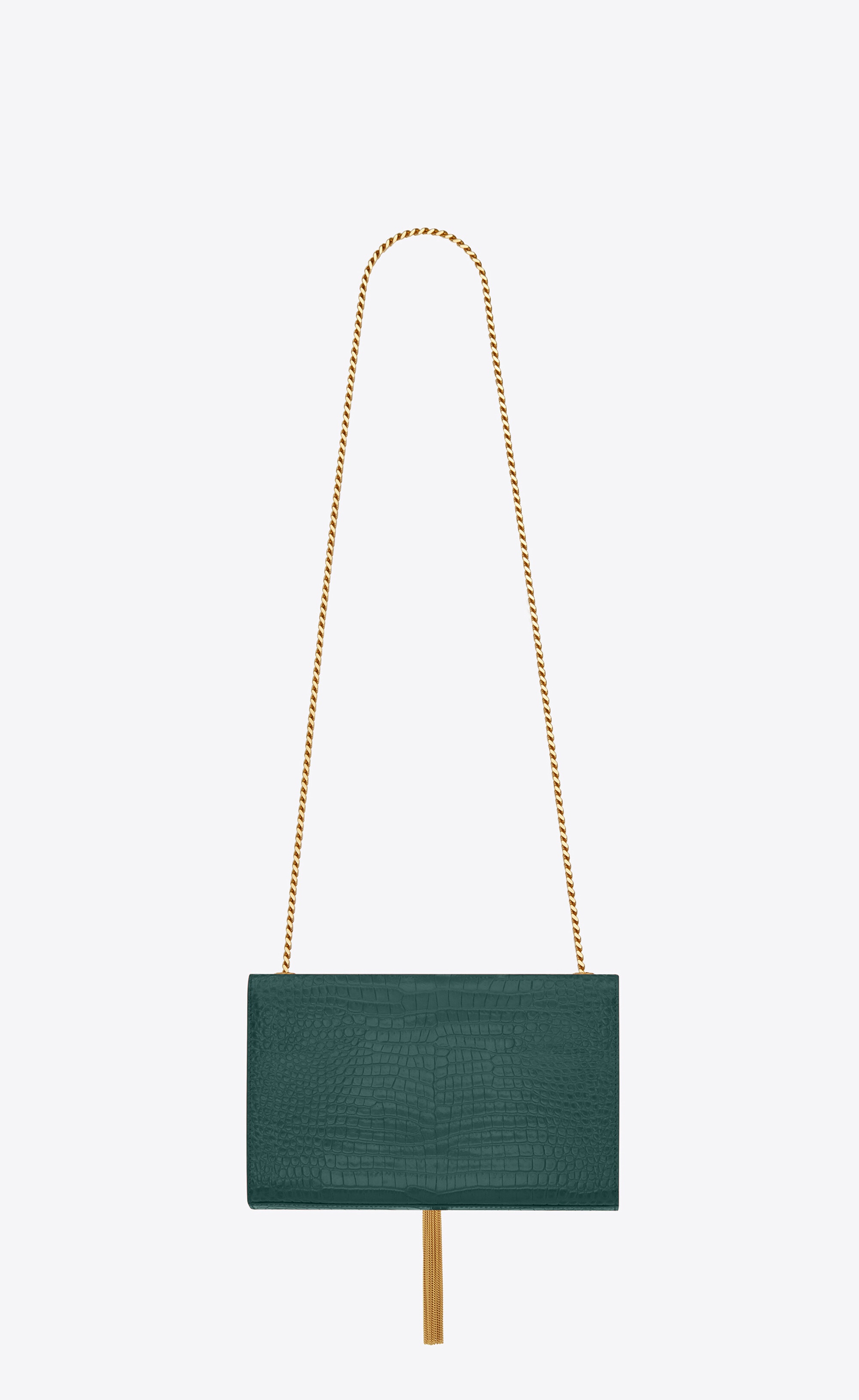 kate medium chain bag with tassel in shiny crocodile-embossed leather - 3