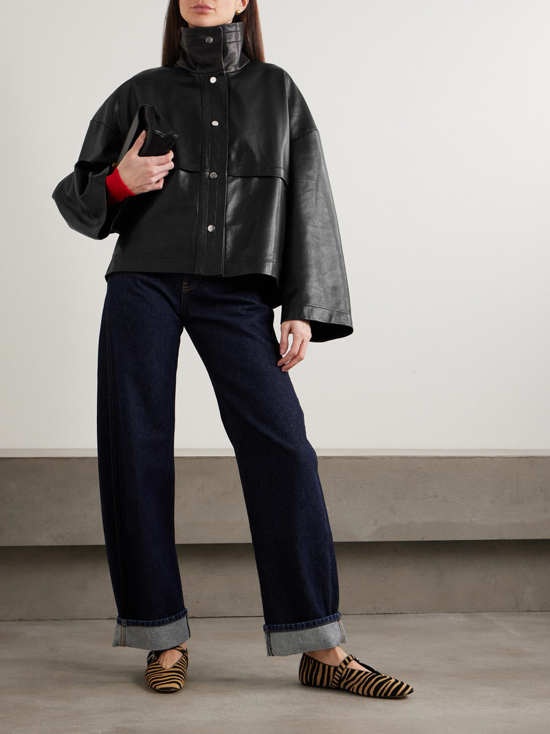 NOUR HAMMOUR Park Oversized Textured-leather Jacket outlook