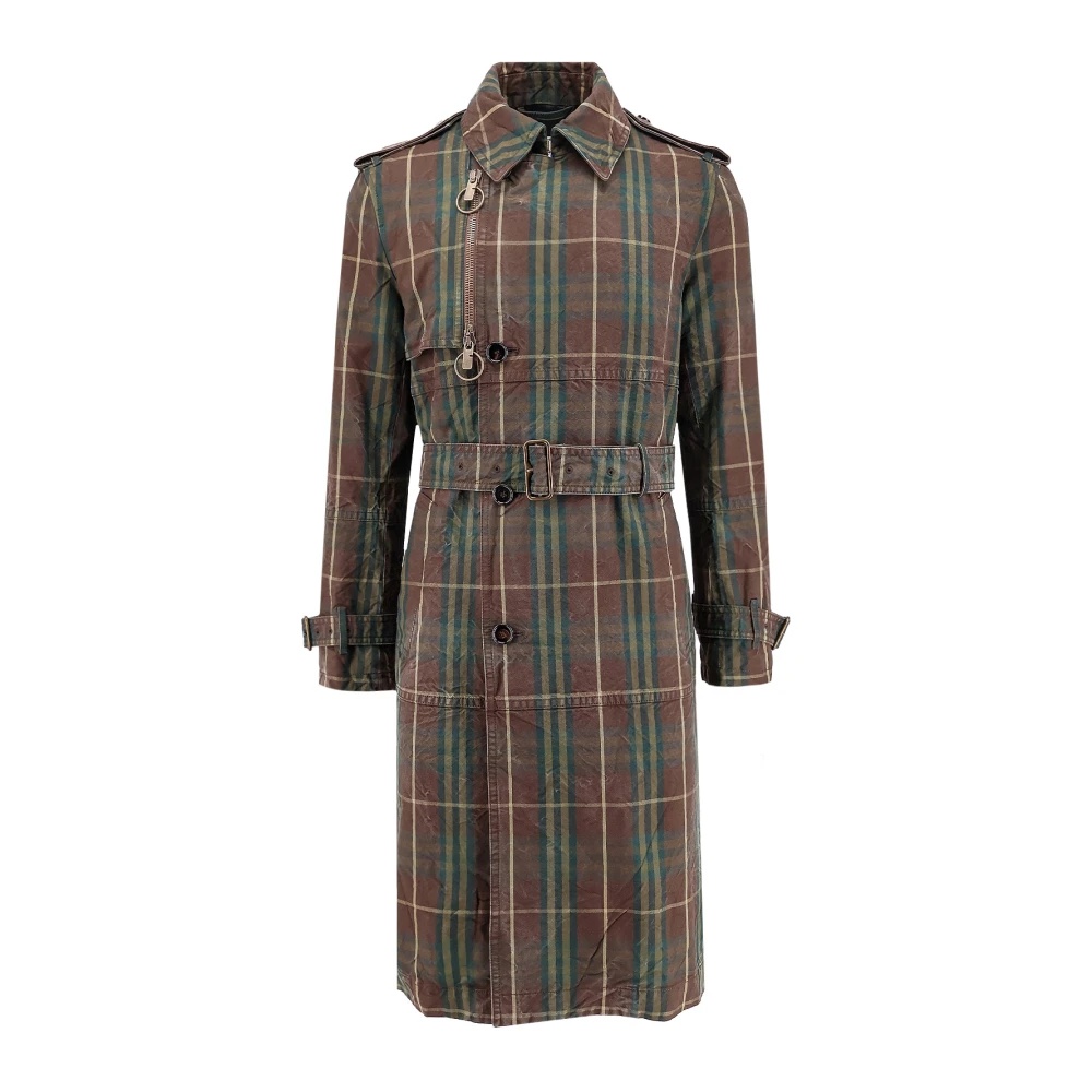 CHECK MOTIF COTTON TRENCH COAT - 2