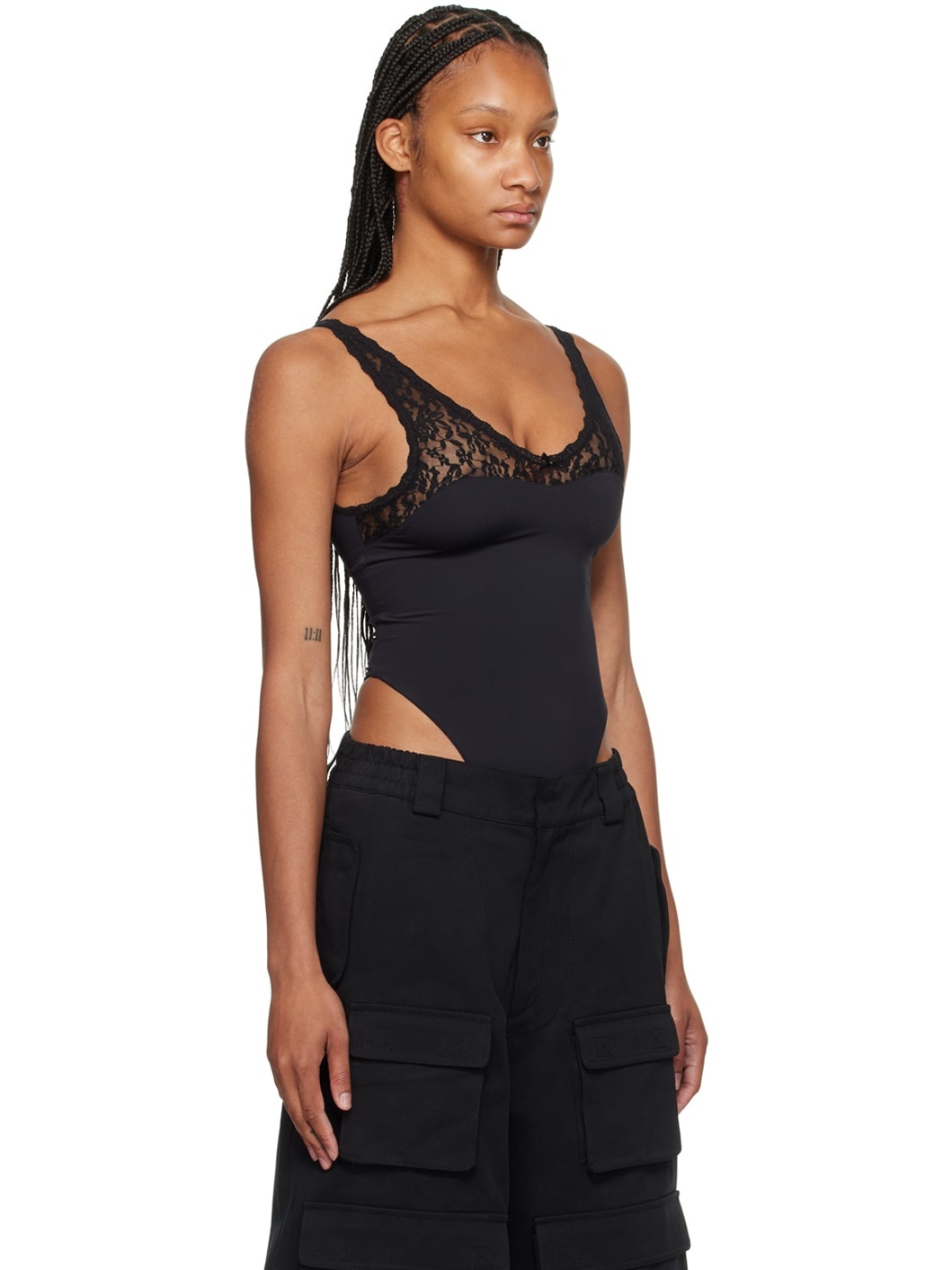 Black Scalloped Bodysuit - 2