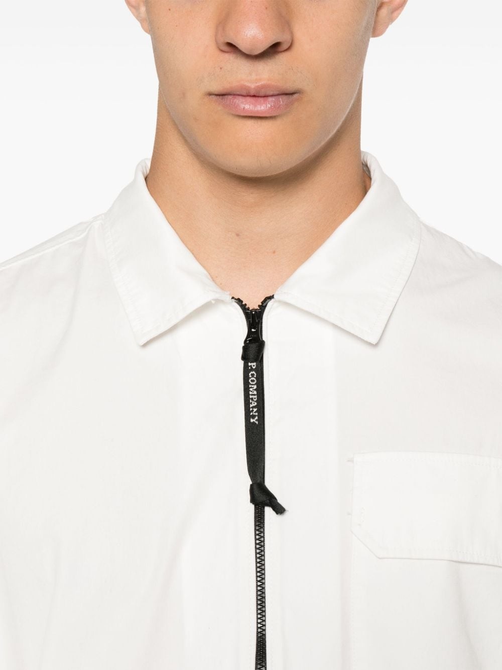zip-up gabardine overshirt - 5