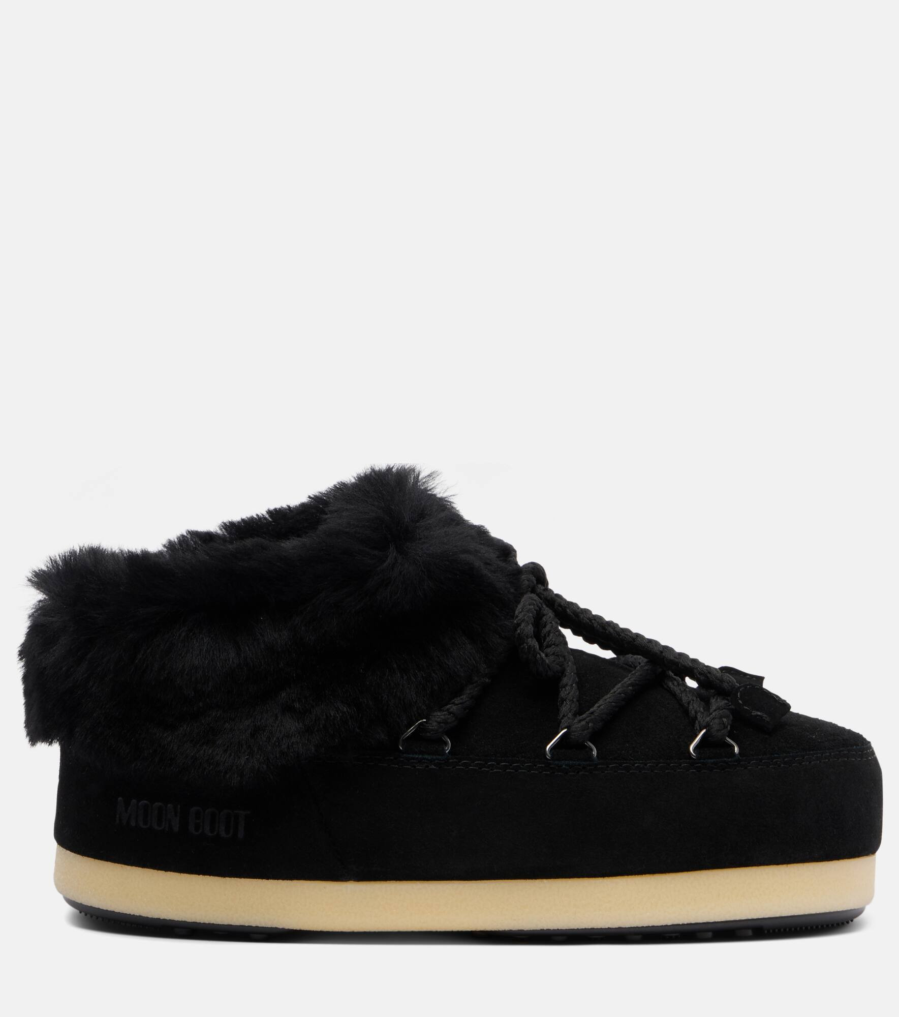 Evx shearling-trimmed suede mules - 4
