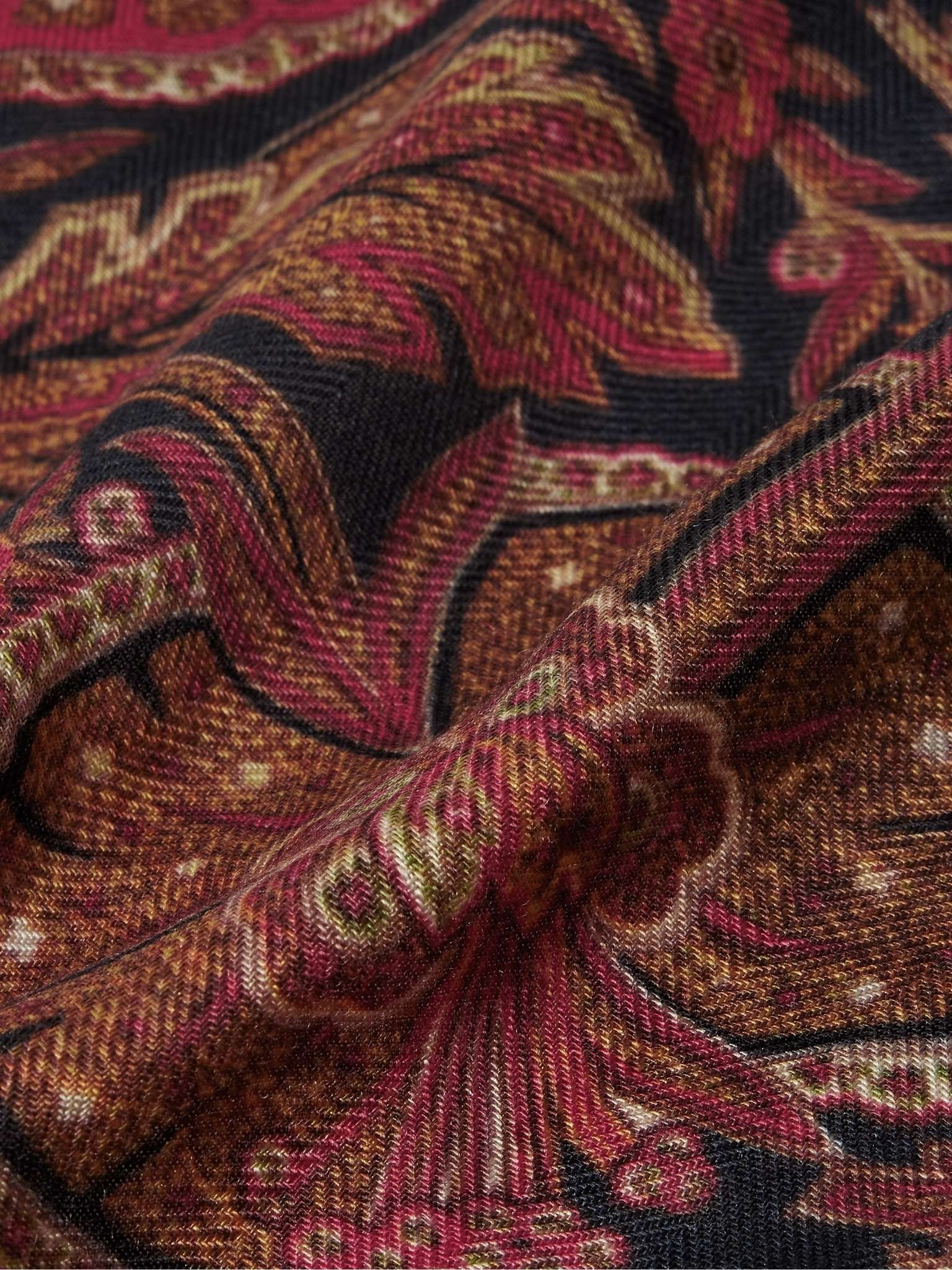 Fringed Printed Herringbone Cashmere and Silk-Blend Scarf - 3