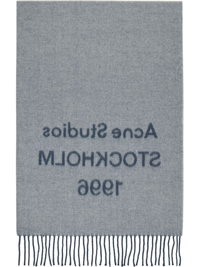 Acne Studios Blue Wide Logo Scarf outlook