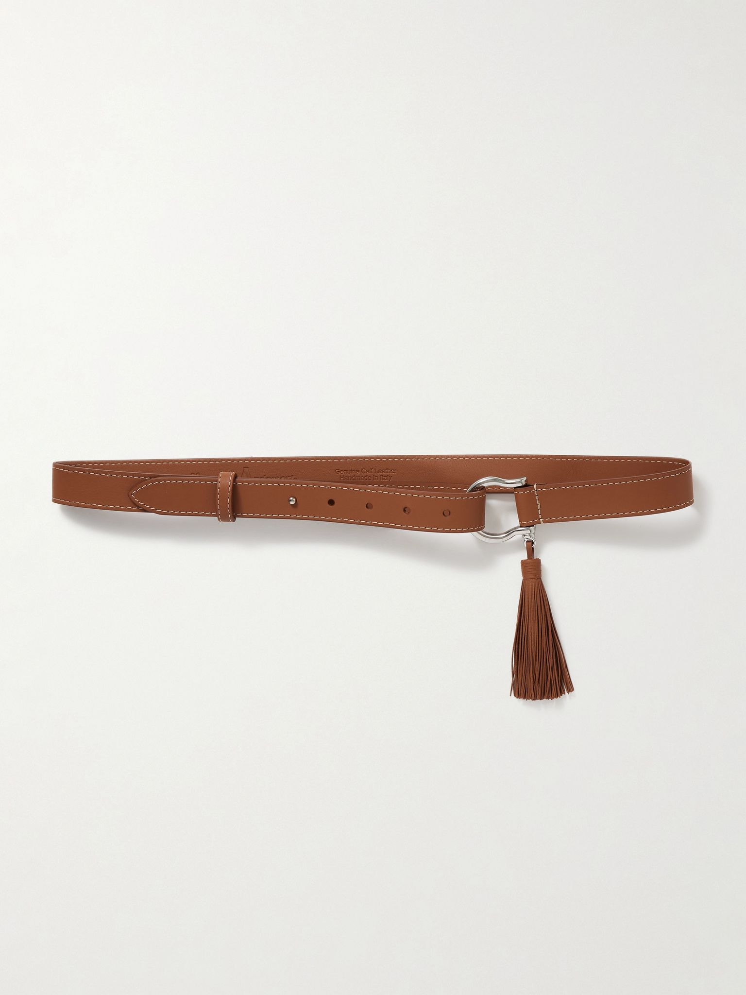 Tasseled leather belt Tan - 1