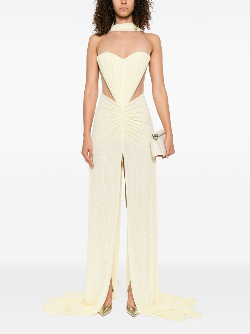 David Koma tulle-insert draped maxi dress outlook