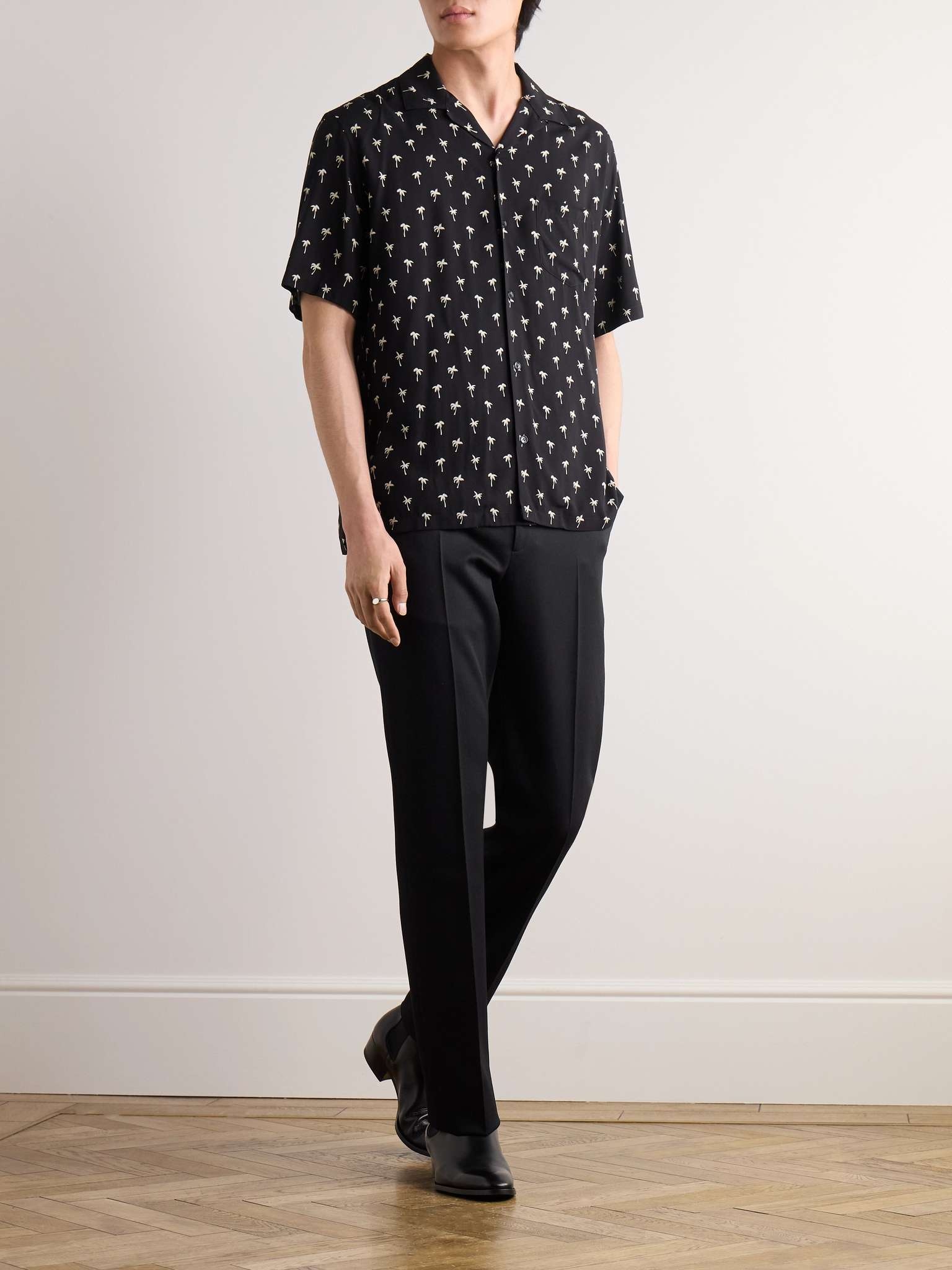 Camp-Collar Printed Crepe Shirt - 2