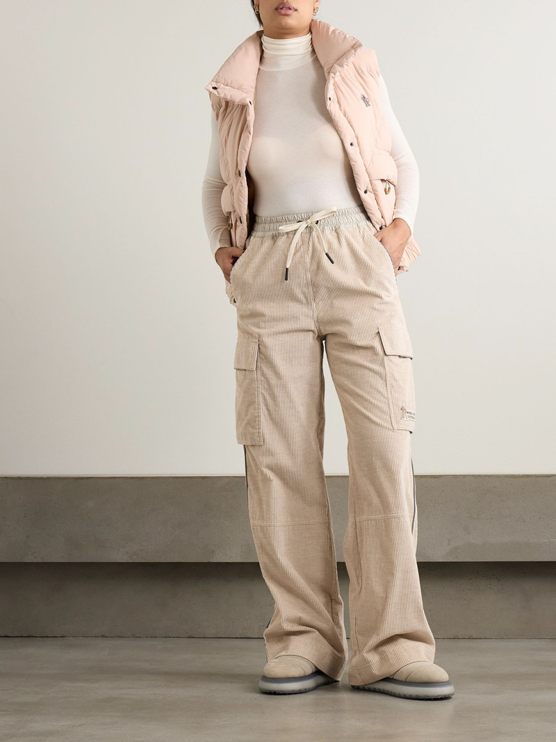 Moncler Grenoble Shell-trimmed cotton-corduroy wide-leg pants Beige outlook