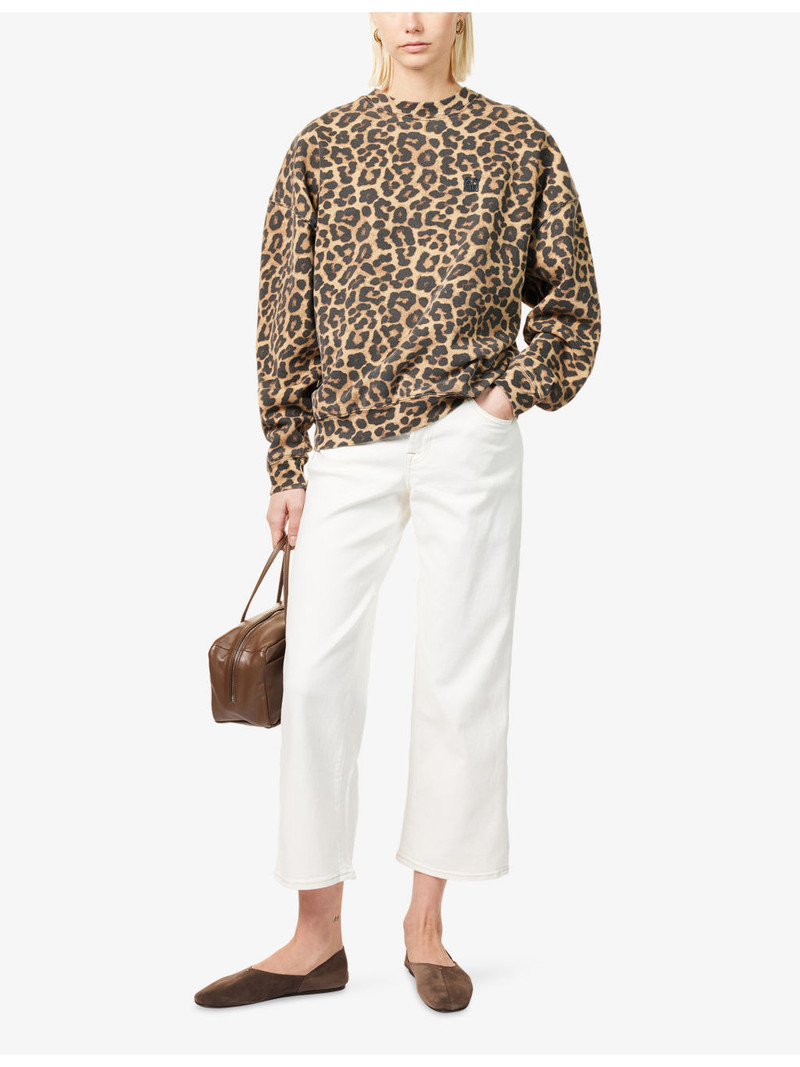ANINE BING Miles Leopard-Pattern Cotton-Fleece Sweatshirt outlook