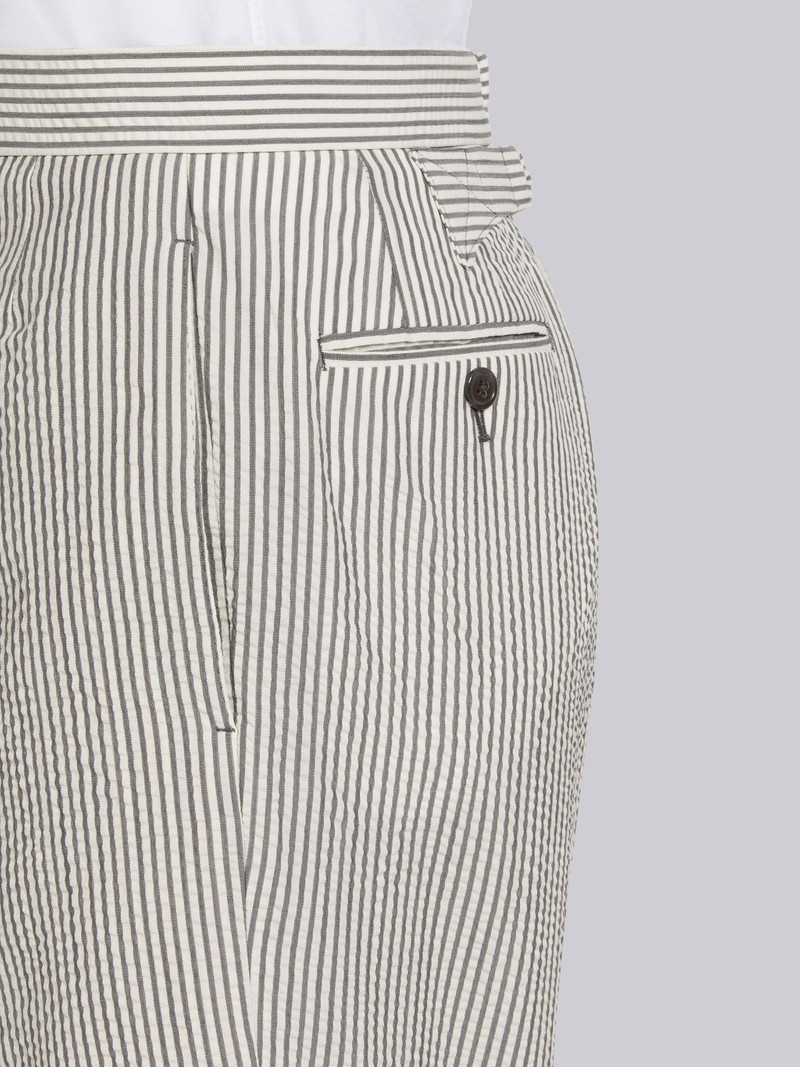 Medium Grey Wool Seersucker Classic Backstrap Short 5