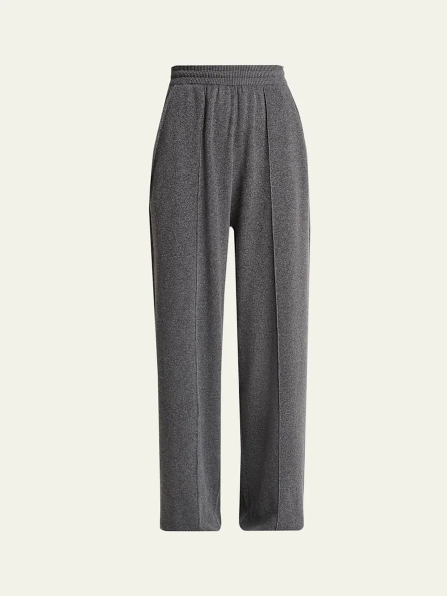 Wool-Cashmere Relaxed-Leg Pull-On Trousers - 1