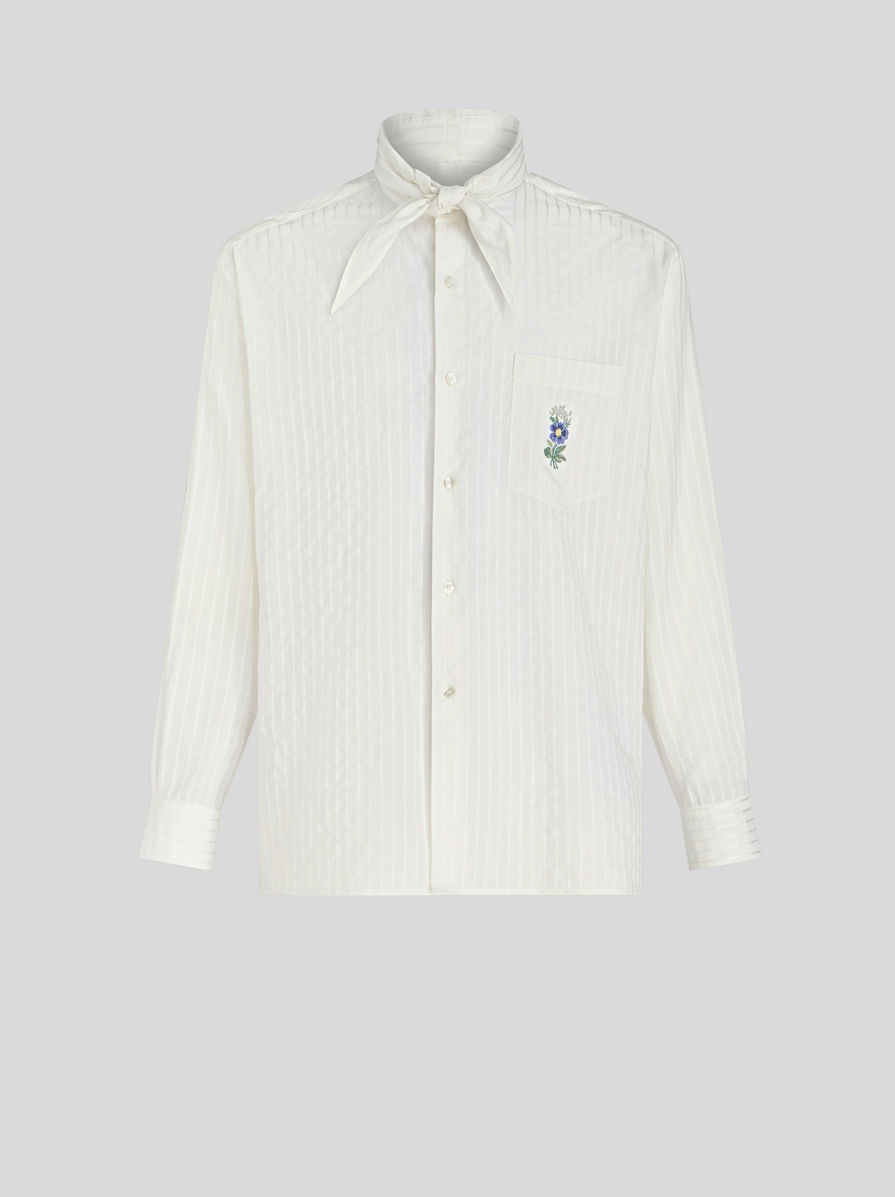 STRIPED SHIRT WITH FLORAL EMBROIDERY - 1