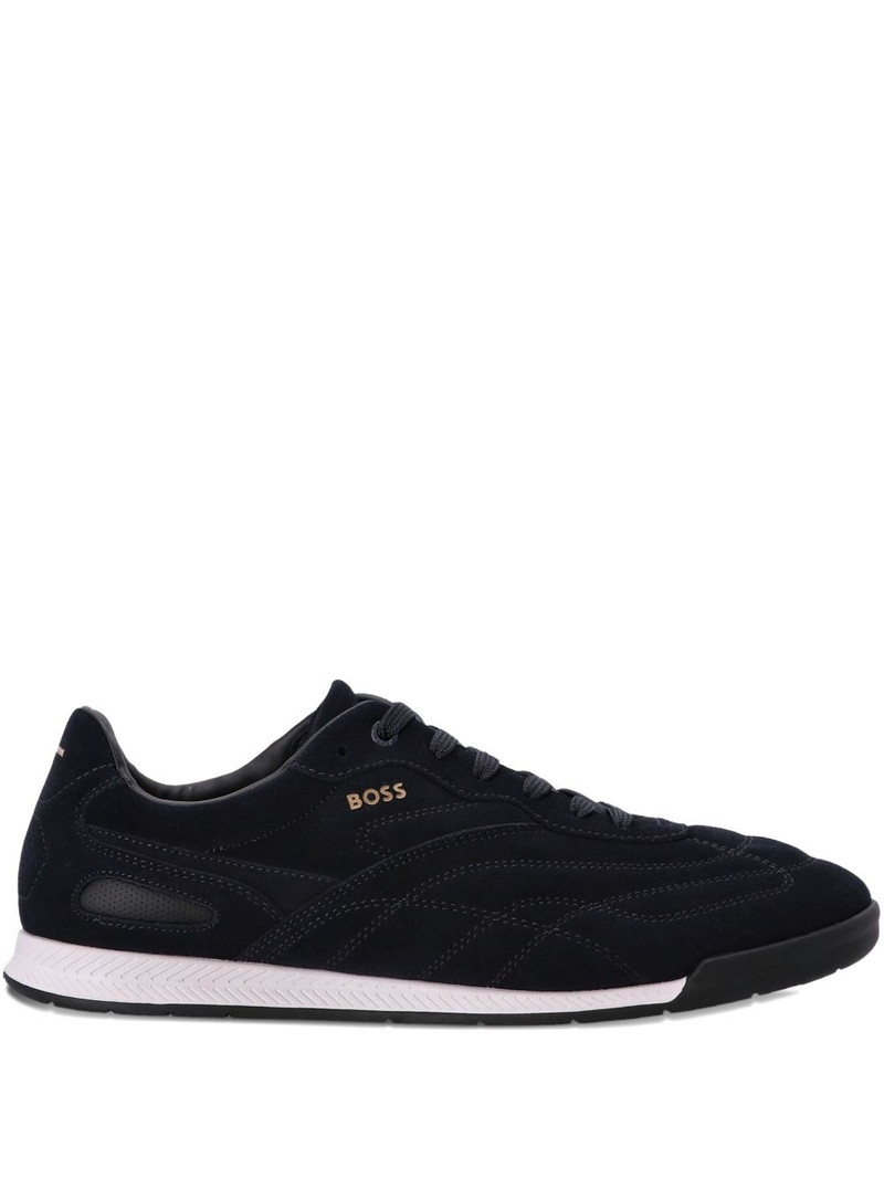 Titanium suede panelled sneakers 1