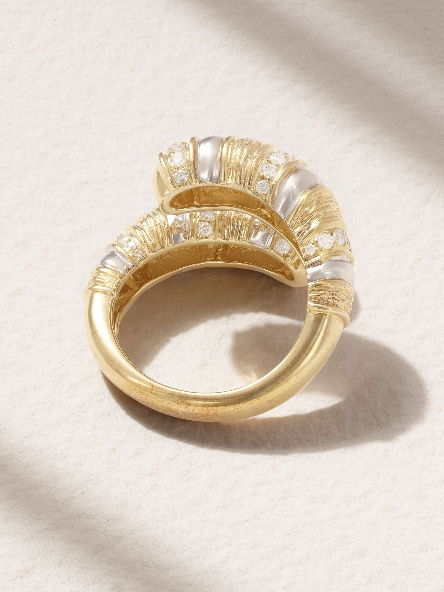 Bague Toi & Moi Gaufrette 14-karat white and yellow gold diamond ring Gold - 3