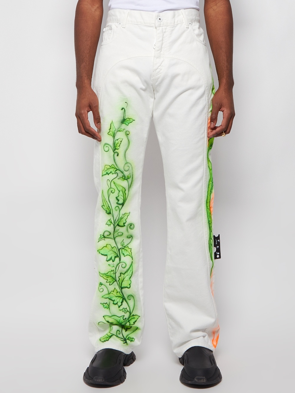 X Babybrush Flare-leg Contour Jeans White Green And Orange - 3