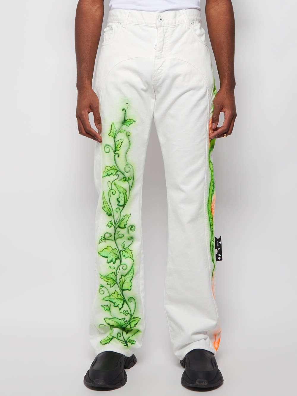 X Babybrush Flare-leg Contour Jeans White Green And Orange - 5