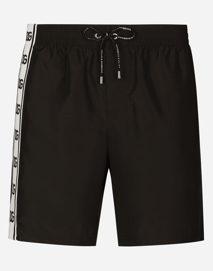 Mid-length swim trunks with DG logo band - 1