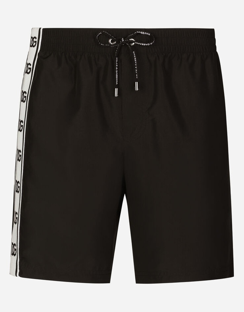 Mid-length swim trunks with DG logo band 1