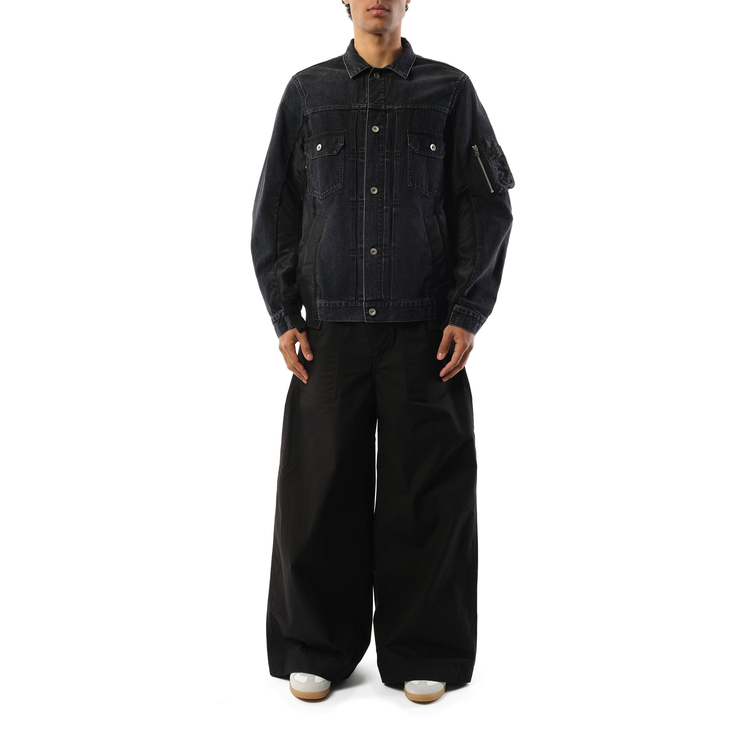 Denim Nylon Twill Jacket in Black - 4