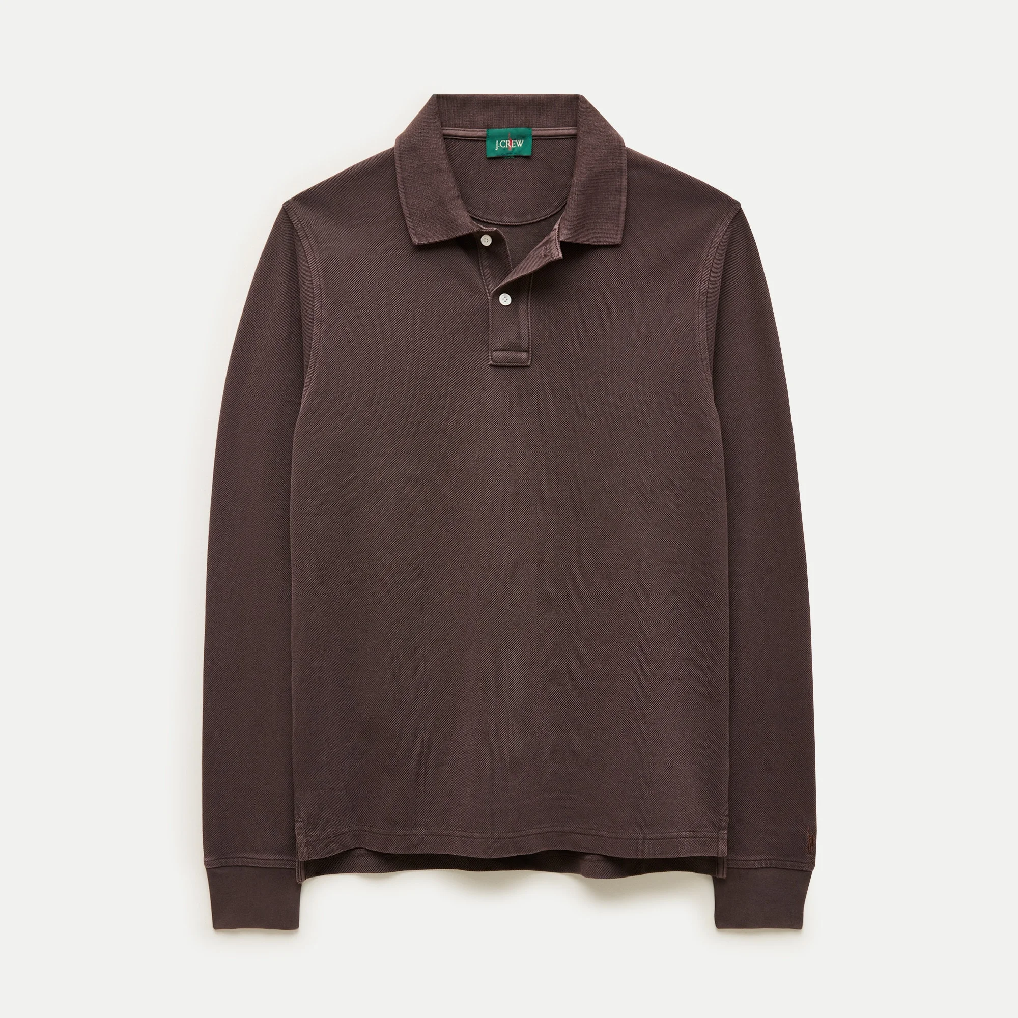 Long-sleeve washed piqué polo shirt - 1
