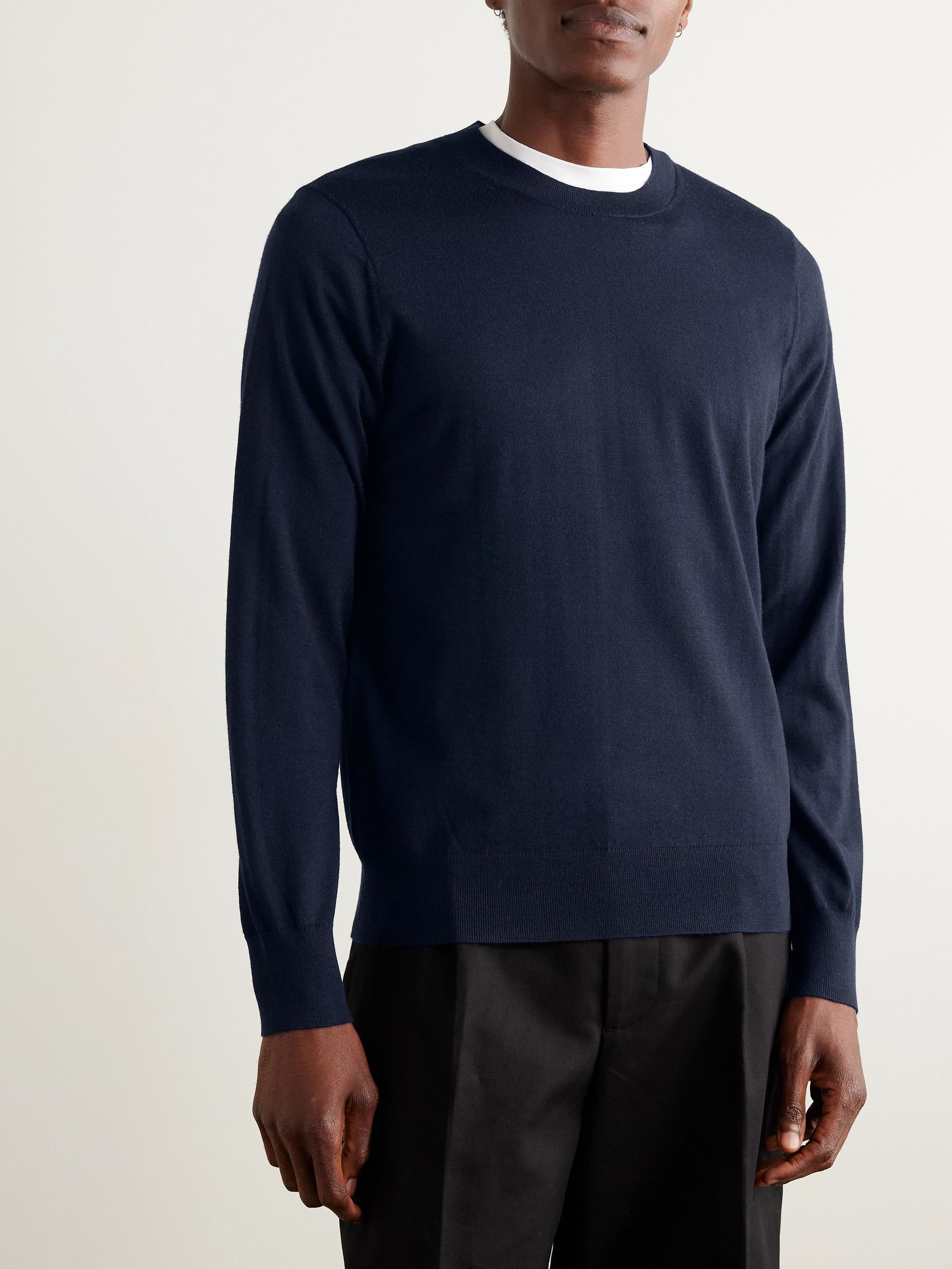 Merino Wool Sweater Navy - 3