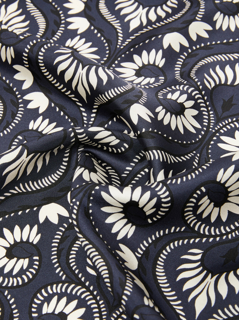 ONESTO Printed silk square foulard - NAVY 3