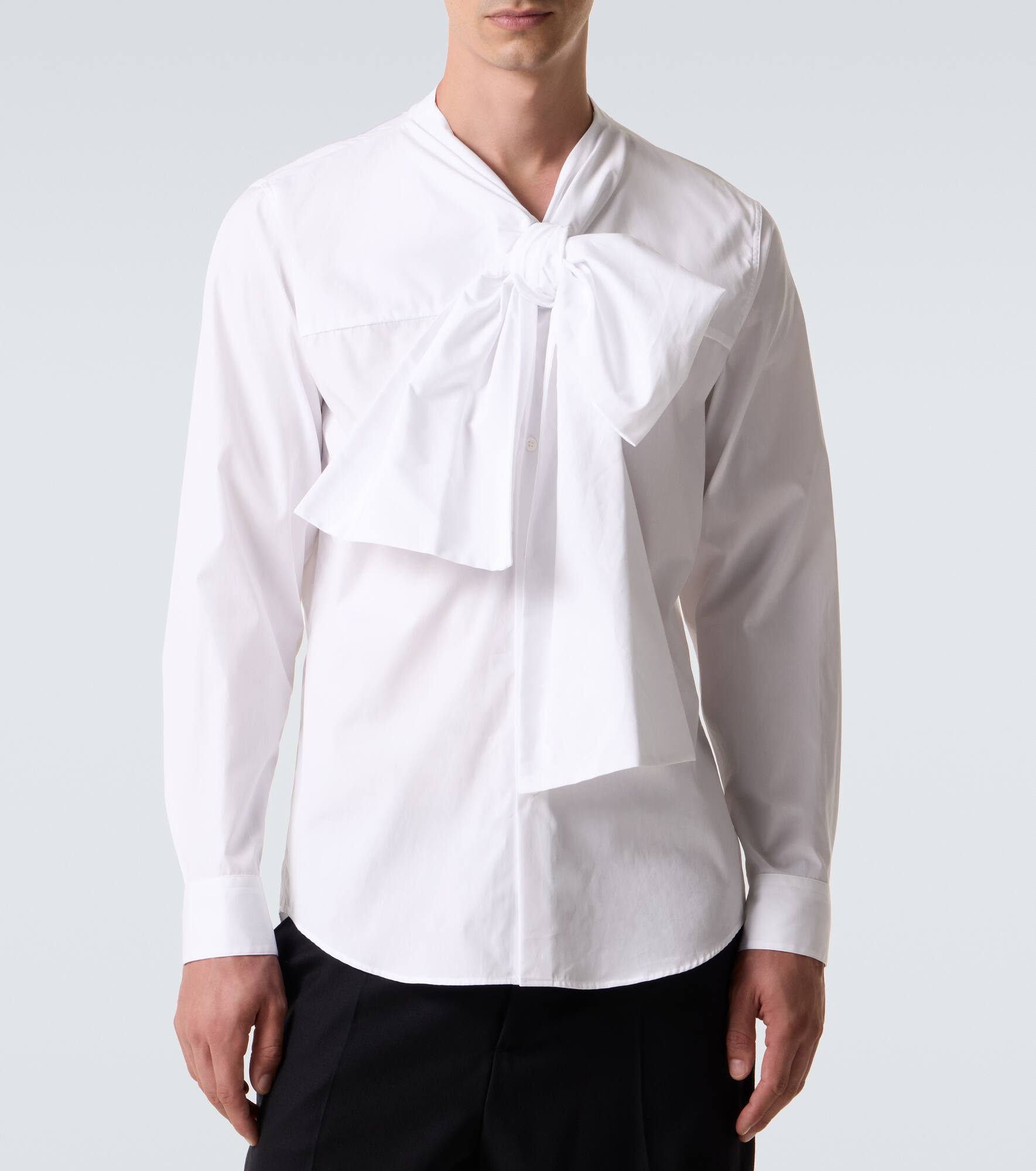 Tie-neck cotton poplin shirt - 3