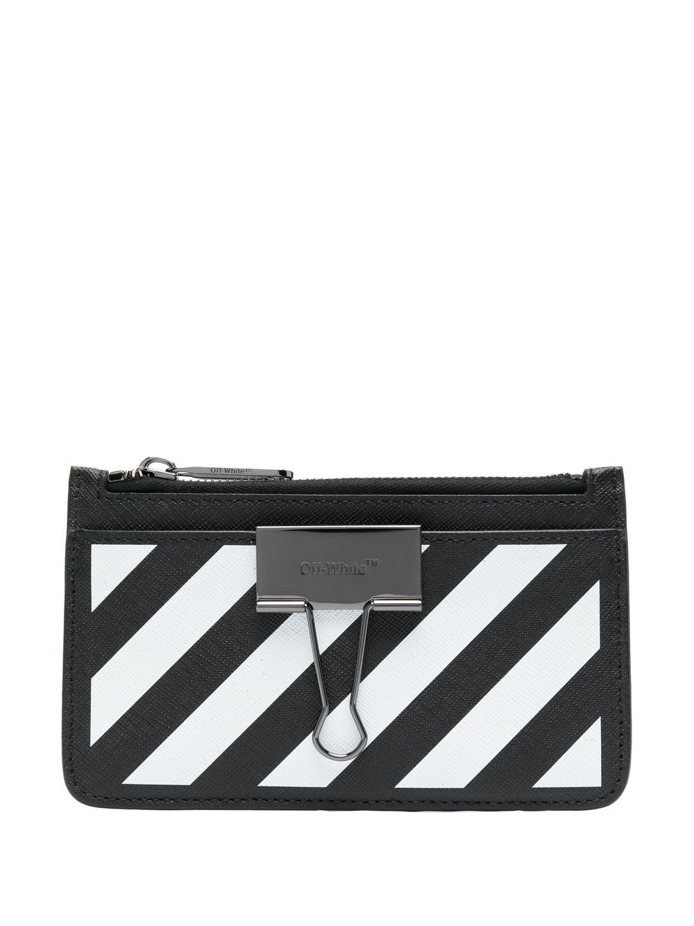 Diag-stripe zip-up wallet - 1