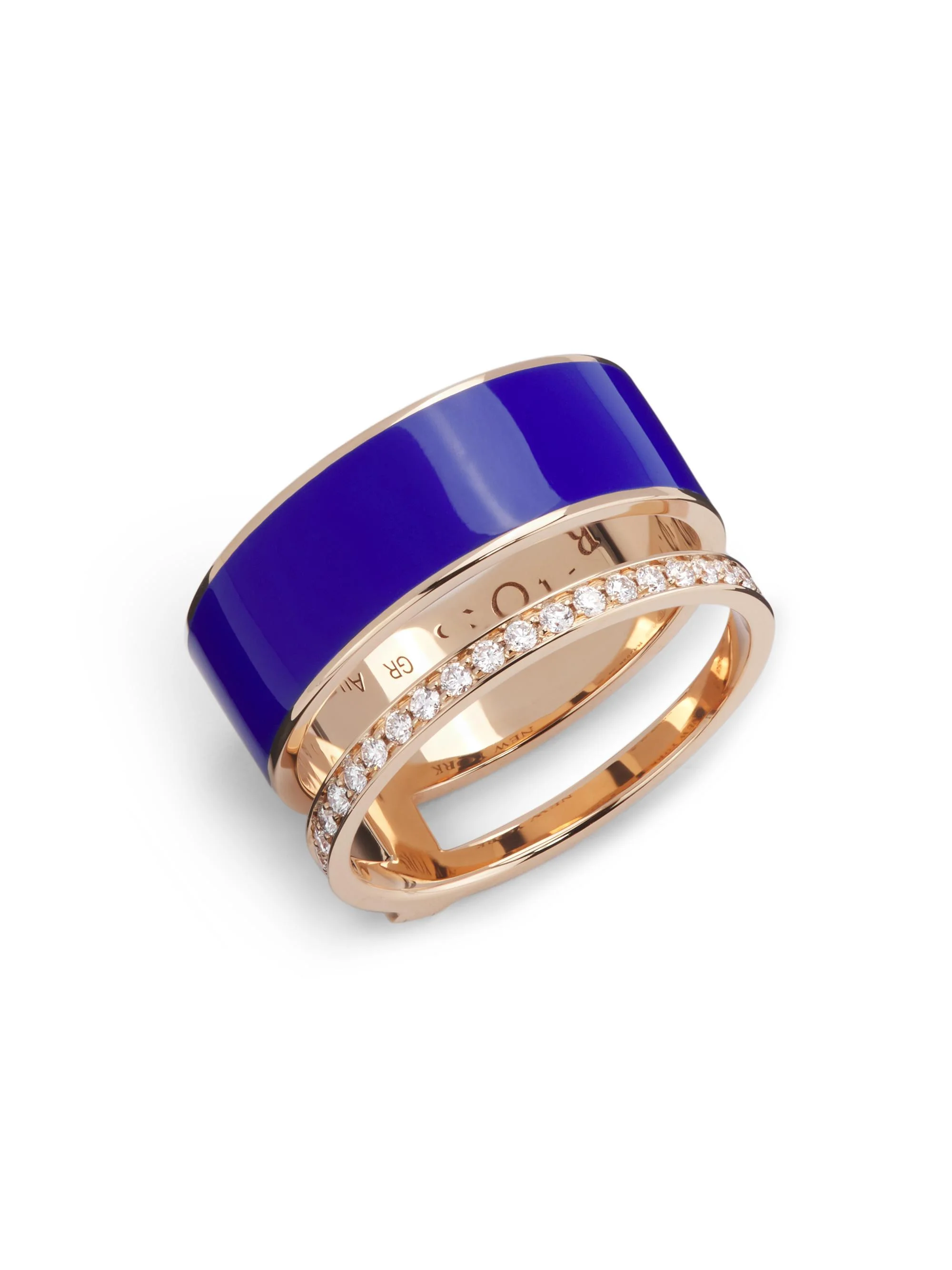 Women's Berbere Chromatic 18K Rose Gold, Lacquer & 0.34 TCW Diamond Double-Band Ring - Pink Gold - 1
