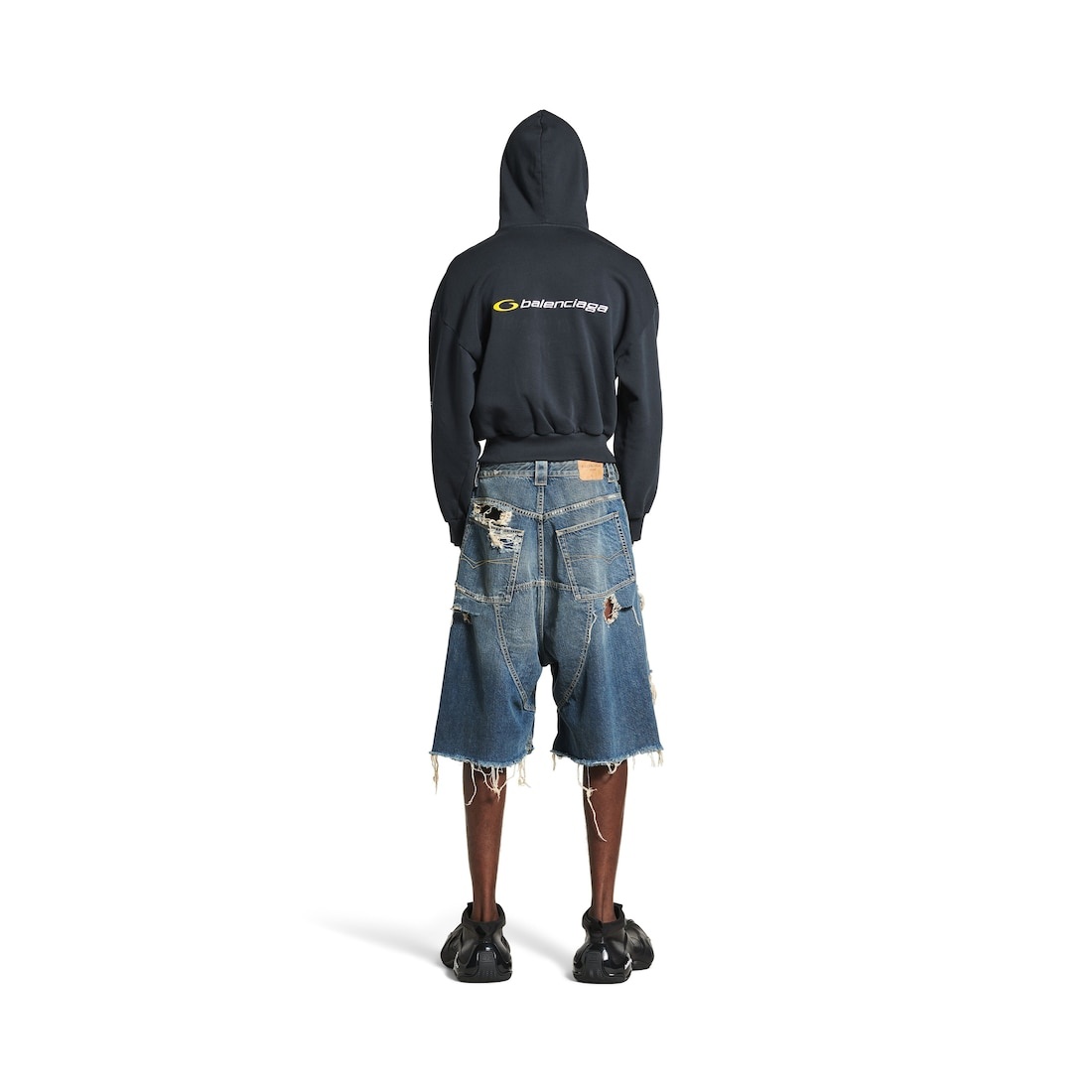 Men's Distressed Baggy Shorts in Blue - 4
