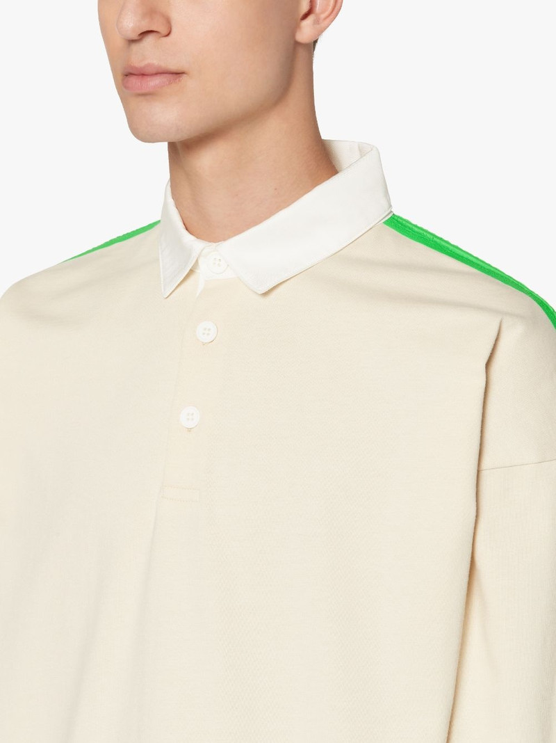 BONE WHITE X GREEN COTTON RUGBY SHIRT | GJM-201 5