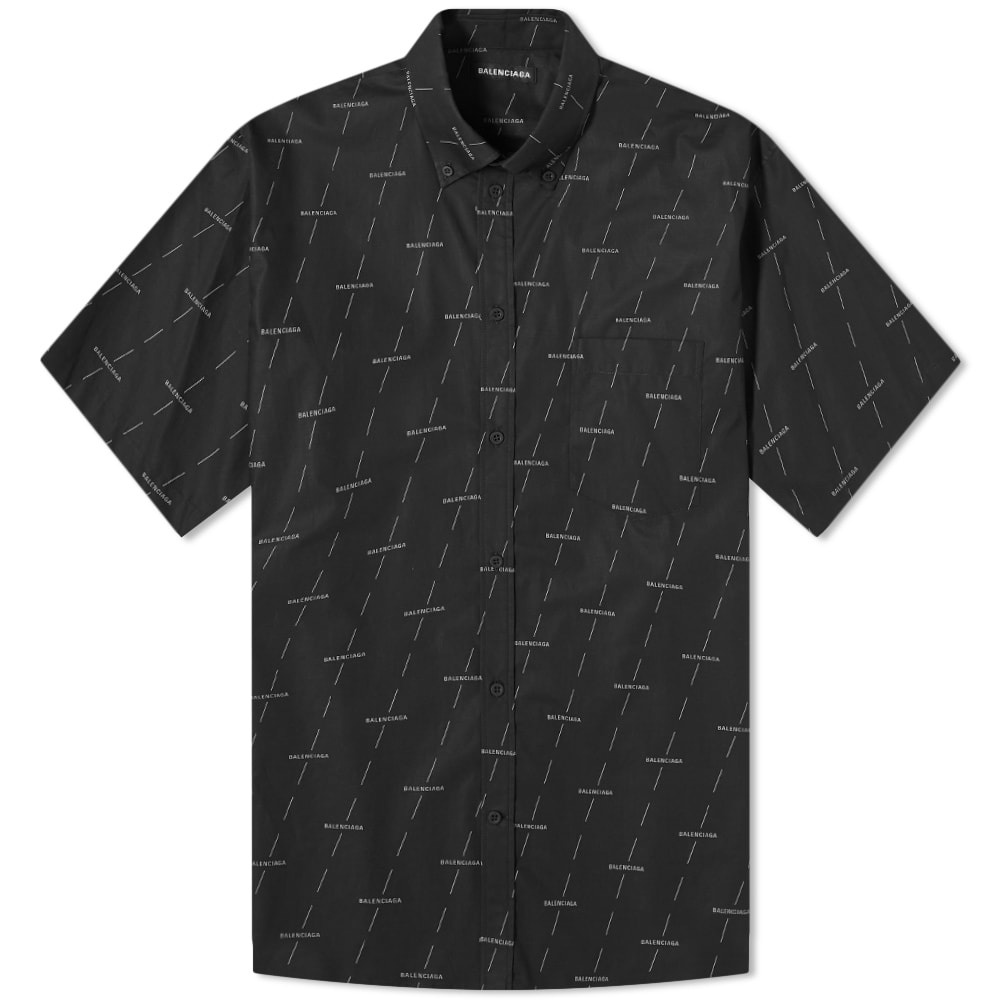 Balenciaga Short Sleeve All Over Print Logo Shirt - 1