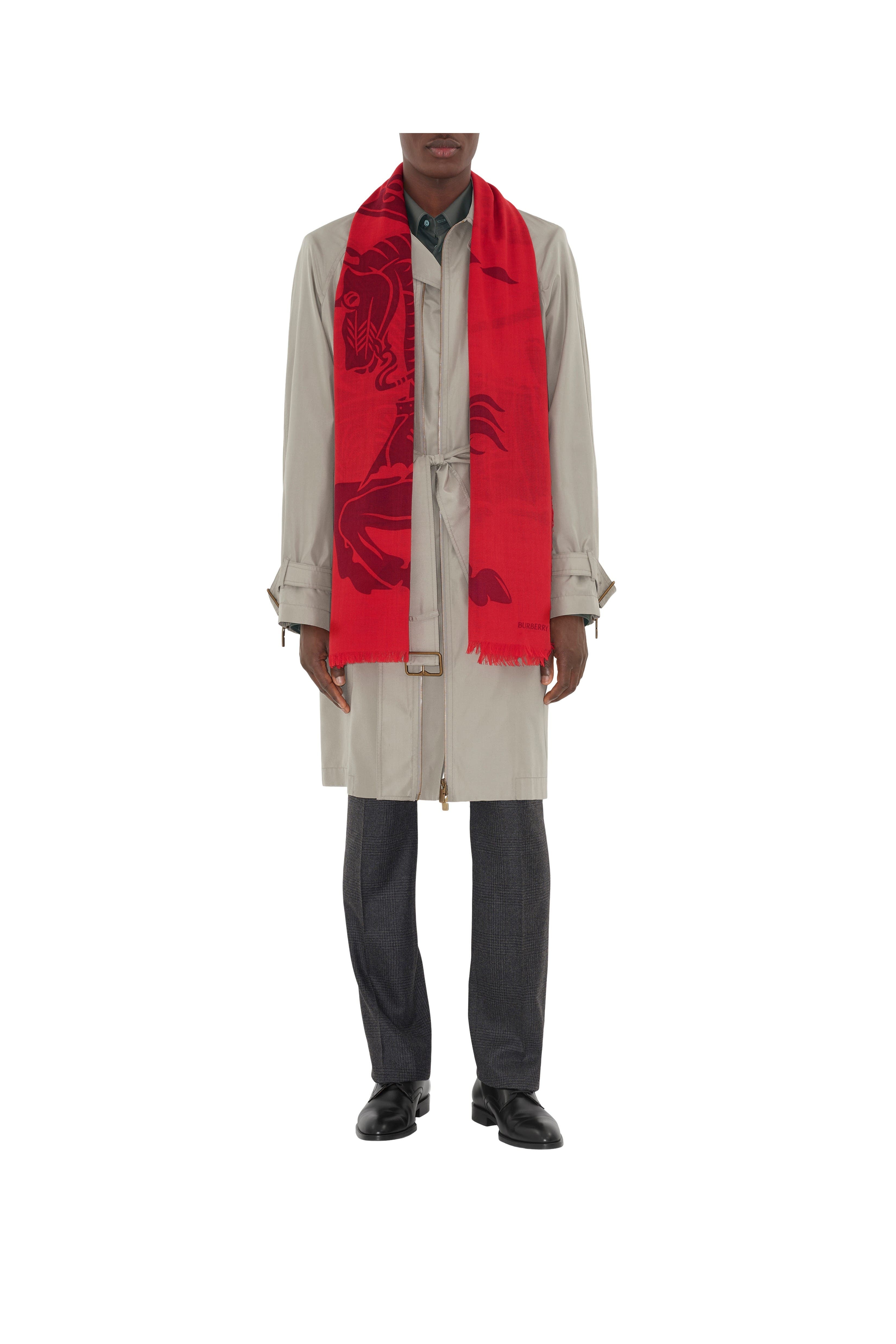 burberry Wide EKD Wool Scarf in Oxblood at Nordstrom - 4