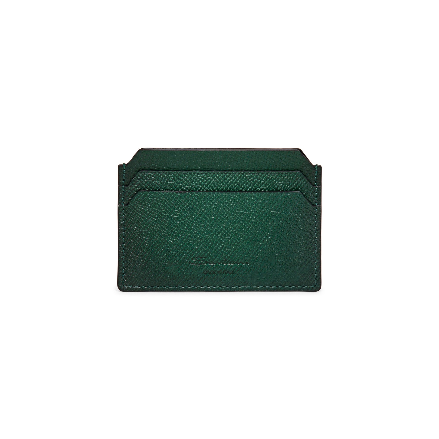 Green saffiano leather credit card holder - 1