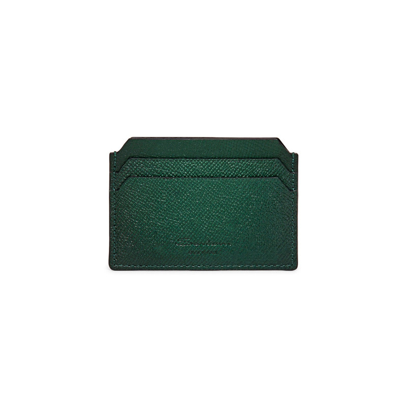 Green saffiano leather credit card holder 1