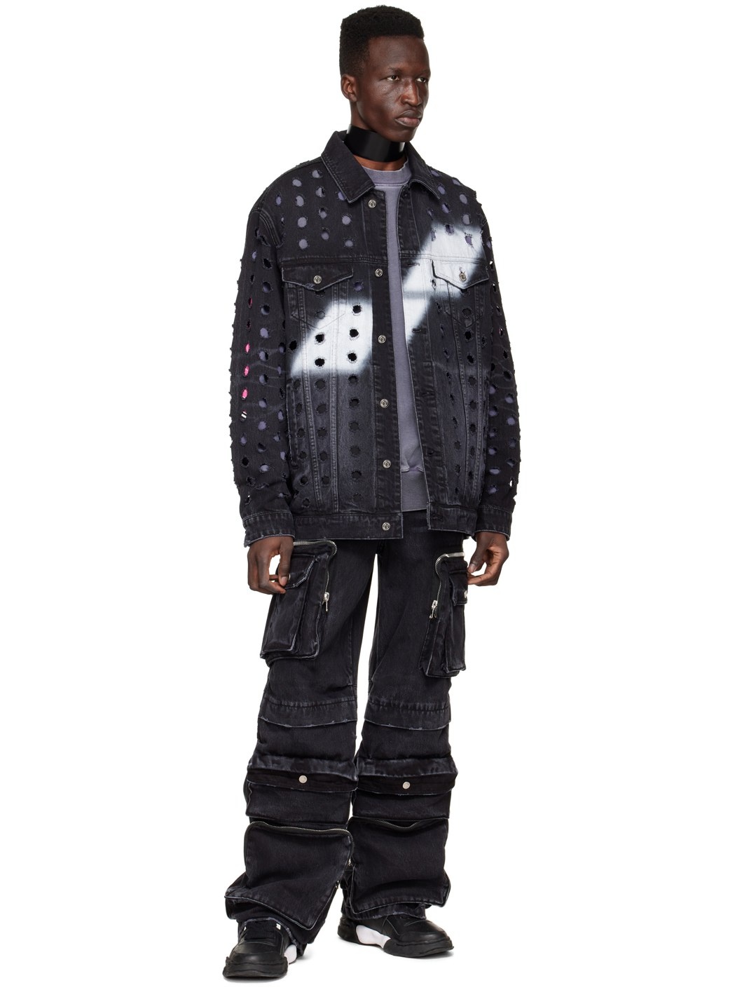 Black Logo Denim Jacket - 4