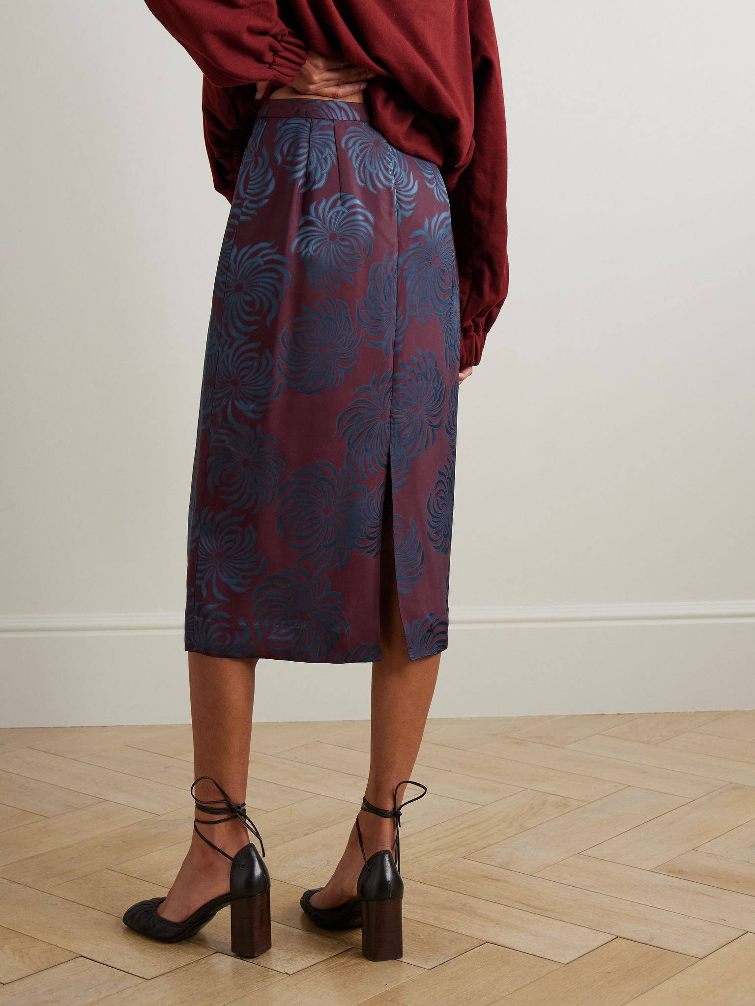 Jacquard midi skirt Burgundy - 3