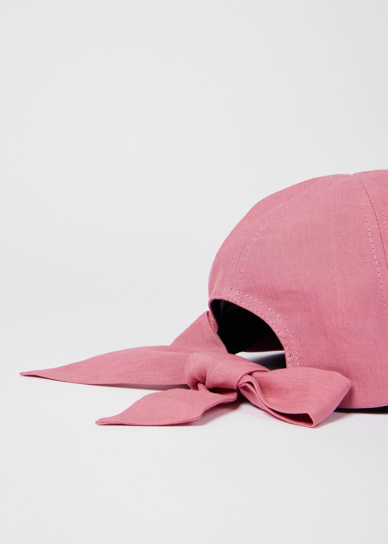 Women's Pink Linen Bow Cap - 4