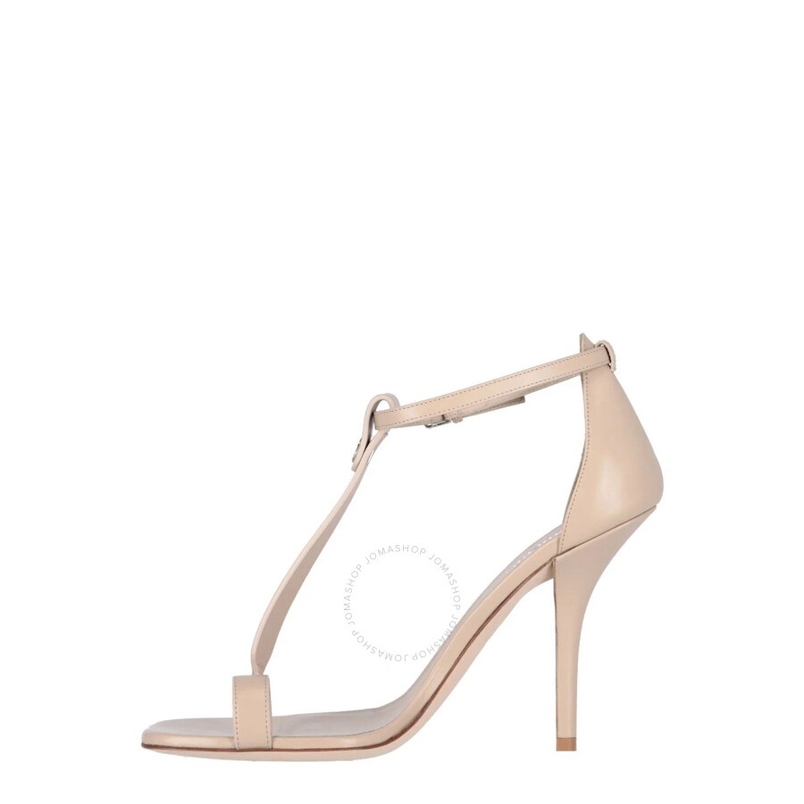 Burberry Soft Fawn Leather Stefanie T-Strap Stiletto Sandals - 3