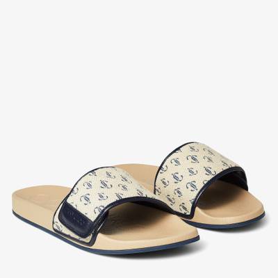 JIMMY CHOO Fitz/M
Sand Dune and Navy JC Logo Jacquard and Sand Dune Nappa Leather Slides outlook