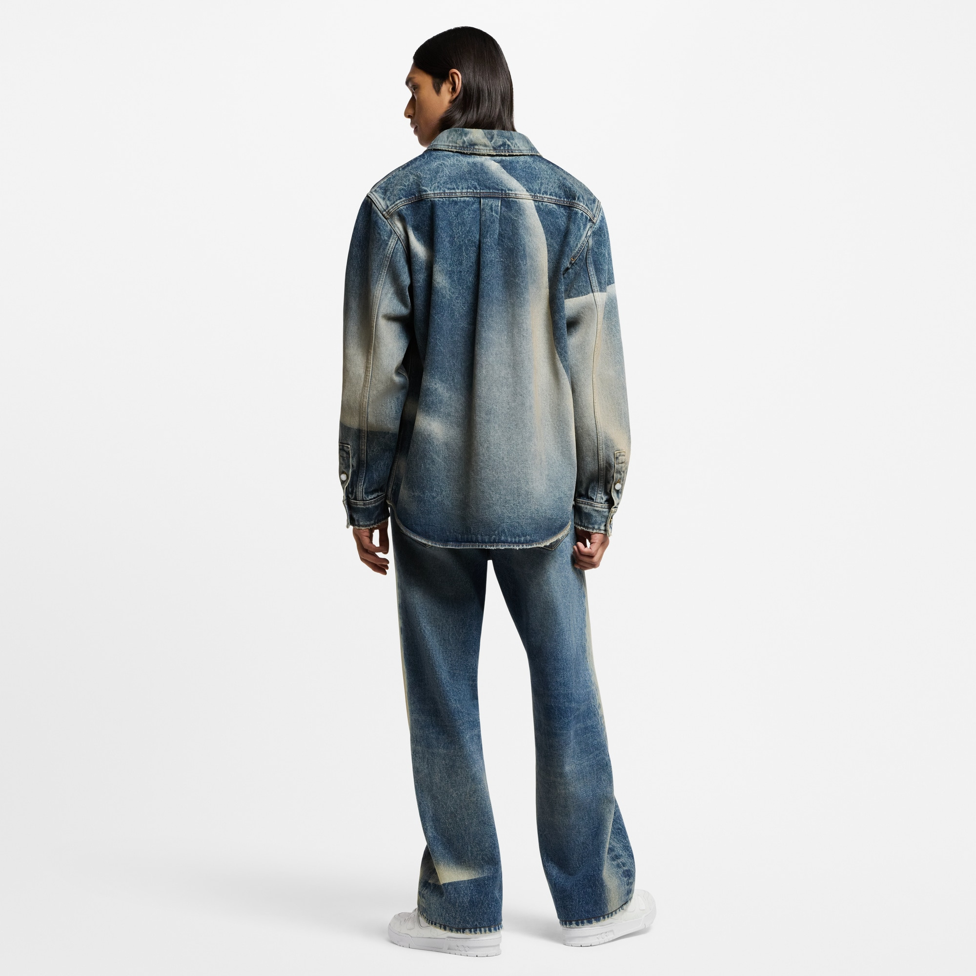 Sunfaded Effect Denim Long-Sleeved Shirt - 3