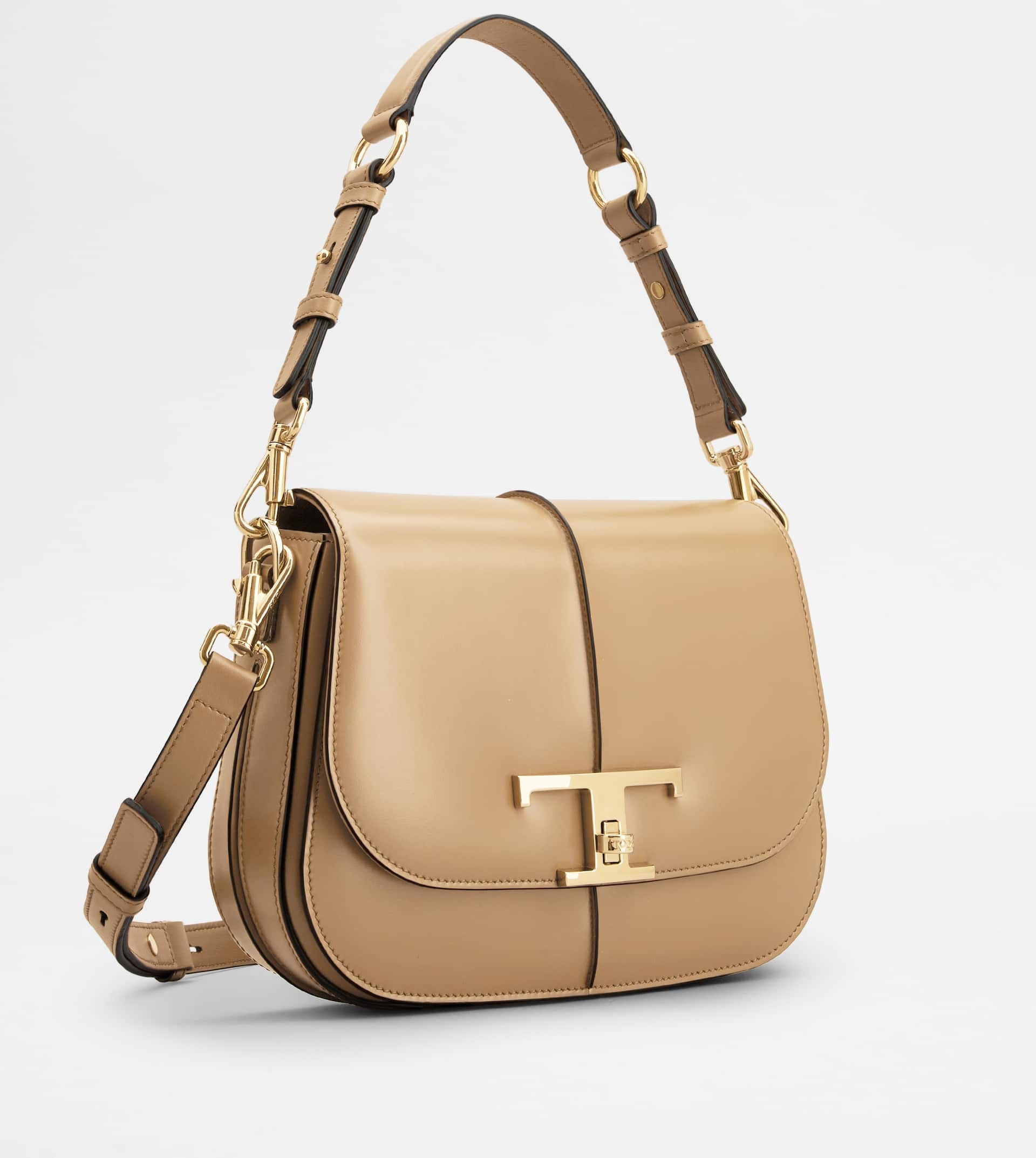 T TIMELESS SHOULDER BAG IN LEATHER MINI - BEIGE - 3