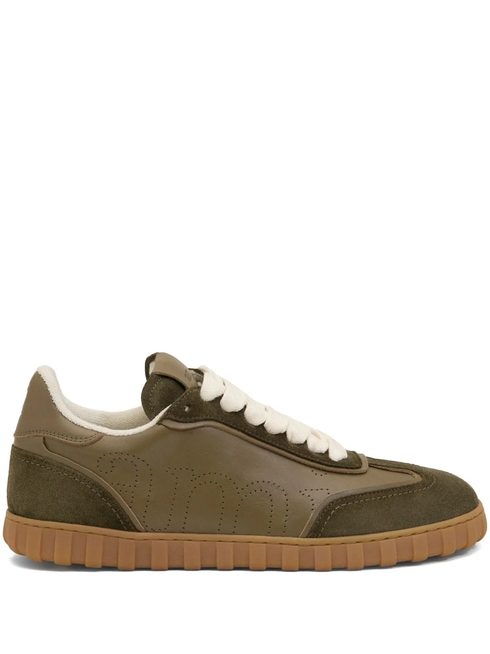 Step perforated-logo leather sneakers - 1
