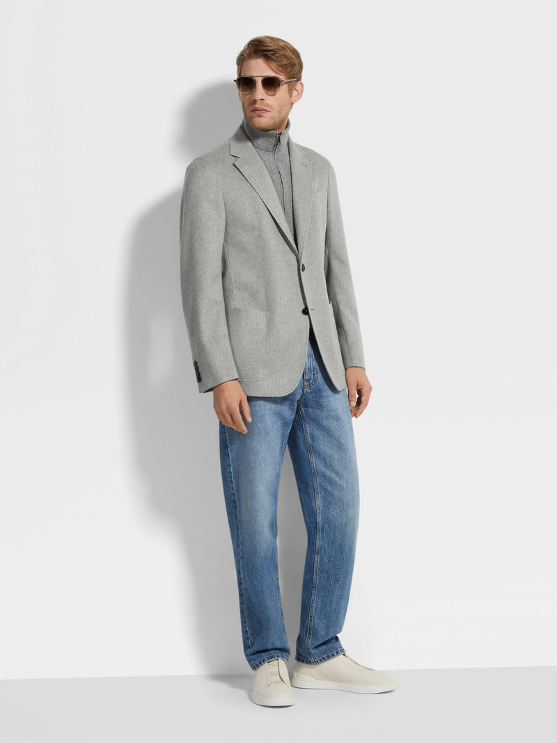 ZEGNA GREY MÉLANGE OASI CASHMERE JACKET outlook